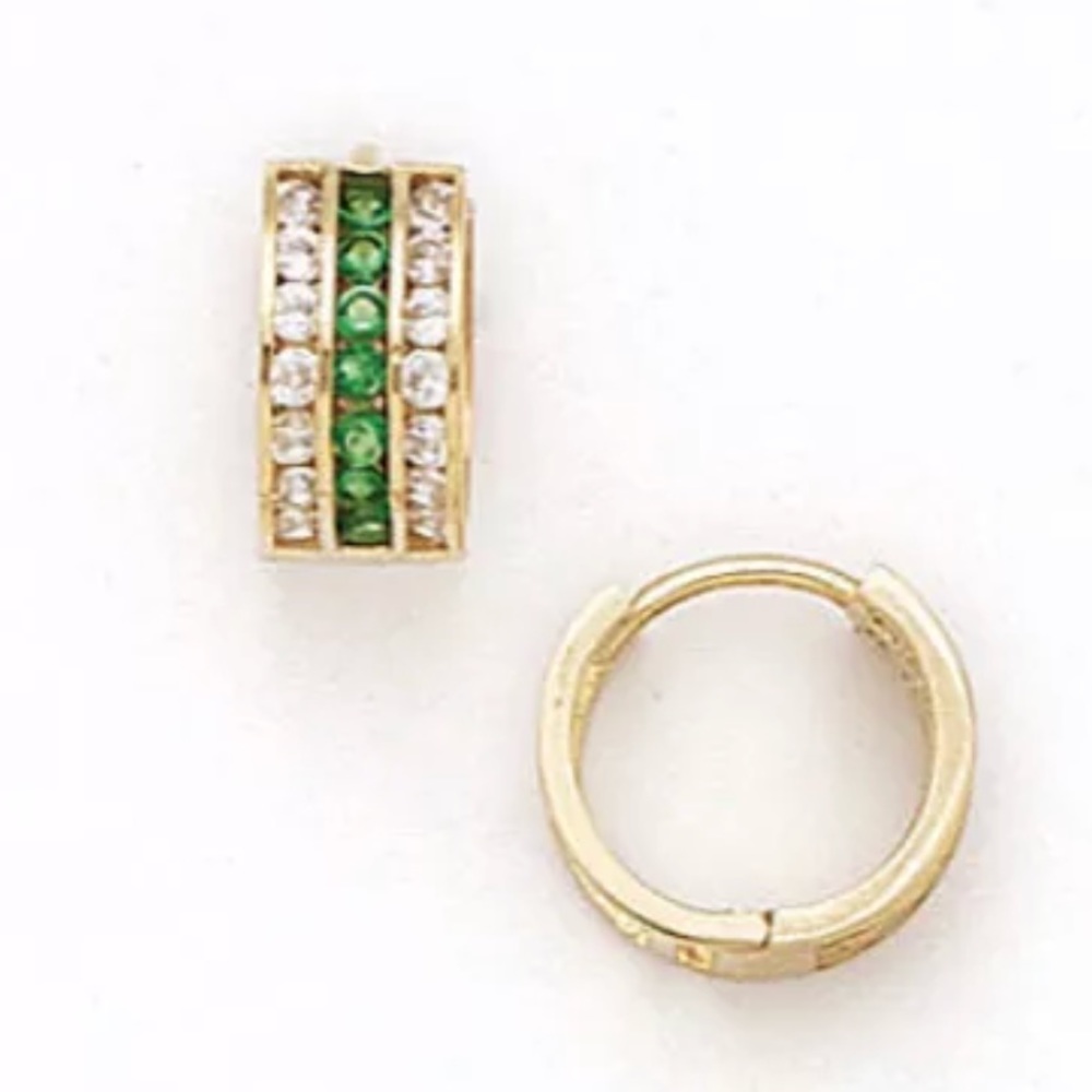 14K Pure Solid Yellow Gold Huggie Earrings
